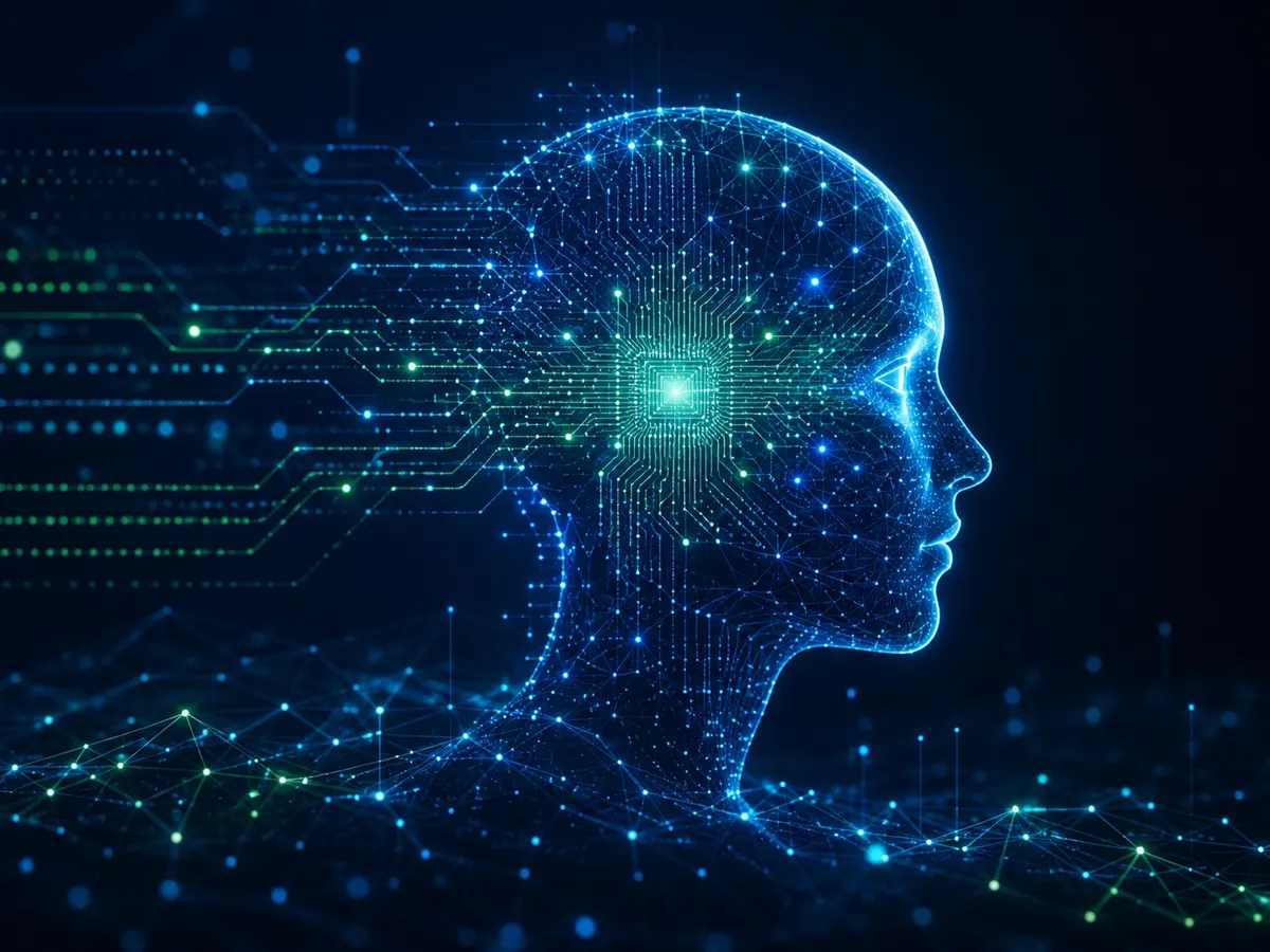 Digital artificial intelligence visual representing responsible AI adoption and human-in-the-loop validation.