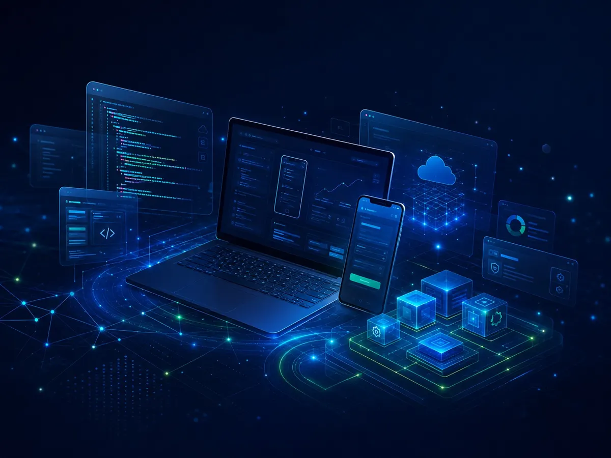 Cloud-based digital platform interface representing solution development and modern infrastructure.